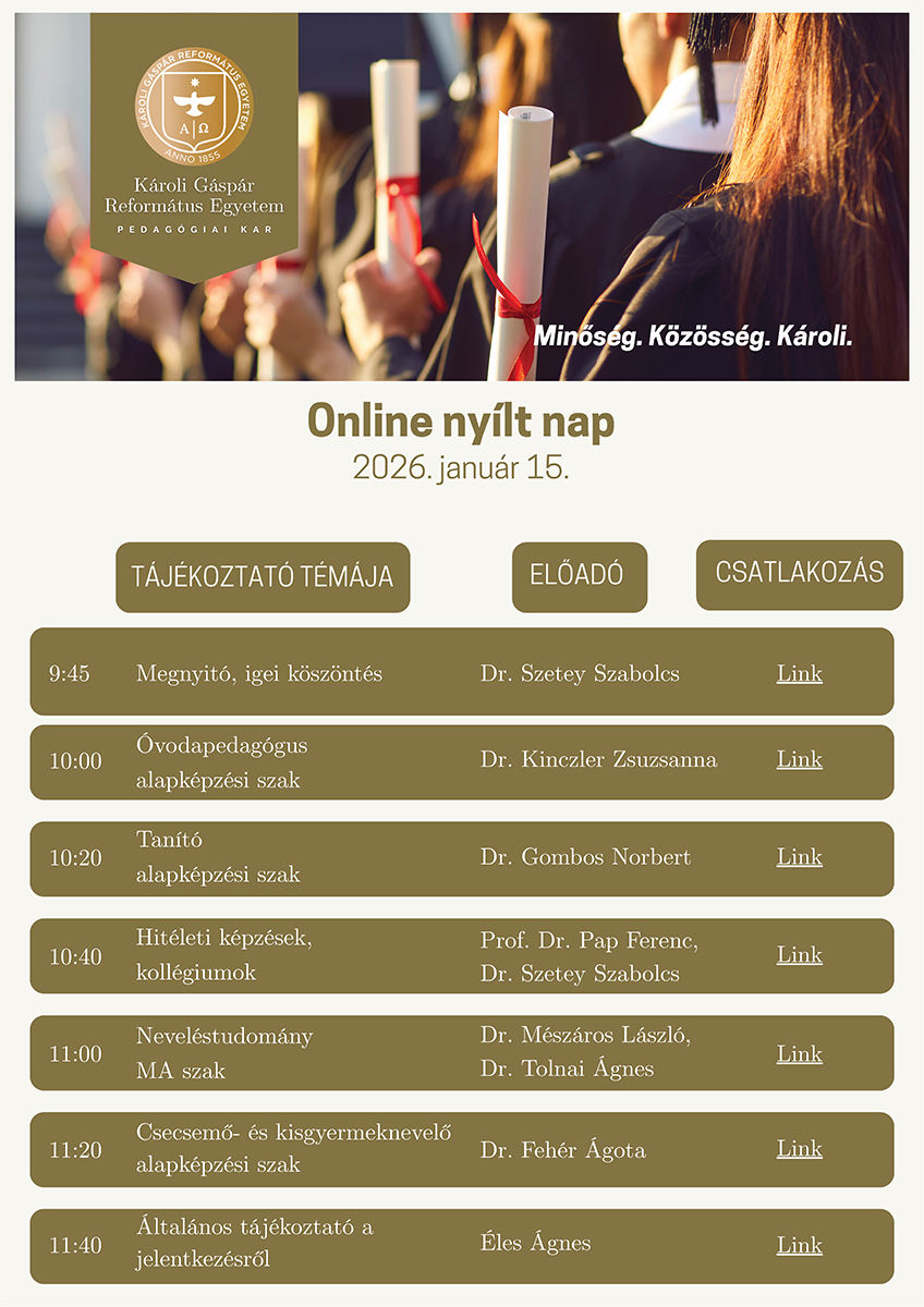 Pedagógiai Kar 2026-os online nyílt napjának plakát linkje